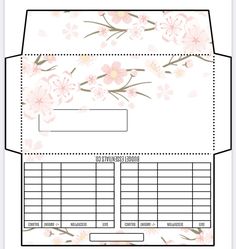 the printable envelope with pink flowers on it is ready to be used for mailing