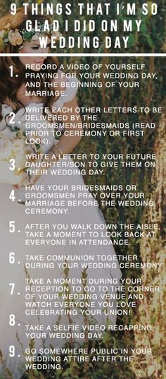 a wedding checklist with the words 9 things that i'm so glad didn't