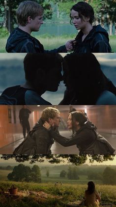 the same scene in different movies, one is being kissed by another person and the other is