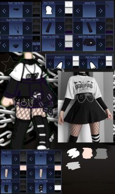 Edgy Gacha Club Outfits, Black Gacha Life Outfits, Gotcha Club Outfit Ideas, Cute Gacha Outfit Ideas, Gacha Nox Outfit Ideas, Gacha Club Clothes Ideas Girl, Gacha Life Ideas Outfit, Gacha Club Outfit Ideas Female, Gacha Club Girl Outfits