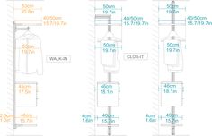 the size and measurements of clothes hanging on a pole in different sizes, from top to bottom