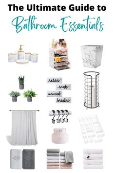 Bathroom Essentials Bathroom Accessories List, Grey Bathroom Accessories Ideas, Bathroom Accesories, Bathroom Organizers, Gray Bathroom Accessories