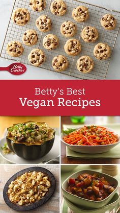 the cover of betty's best vegan recipes, including carrots and cookies