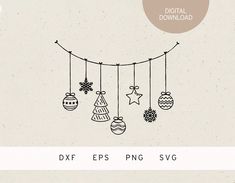 christmas ornaments hanging on a string with the text digital clipart dxf eps png svg