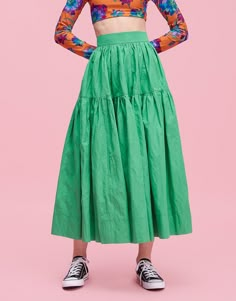 LaDoubleJ Skirts - Oscar Skirt Midi Flounce Skirt, Pleaded Skirts Midi, Midi Ball Skirt, Petrol Midi Skirt, Gathered Skirt Plus Size, Tiered Skirts Pattern, Uneven Hemline Skirt, Ared Mid Length Skirt, Round Hem Skirt