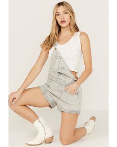 Free People Women's Light Wash Denim Novelty Ziggy Shortalls Ziggy Shortalls, Women Overalls, Striped Overalls, Cuffed Shorts, Overalls Women, Light Wash Denim, Boots For Sale, Overall Shorts, Stripes Design