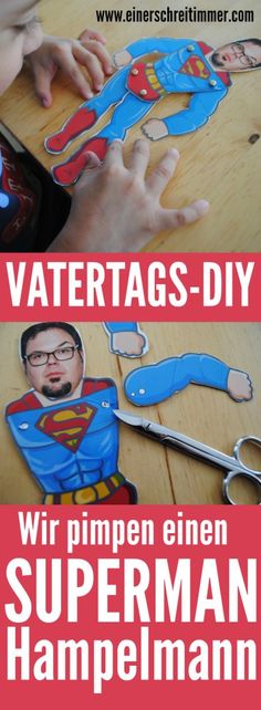 two pictures with the words watertags - diy and an image of superman