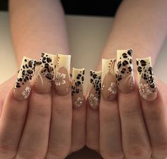 Nails Mothers Day, Bridal Shower Nails, Cheetah Print Nails, Cheetah Nails, Wow Nails, Punk Nails, Grunge Nails, Flower Nail Designs