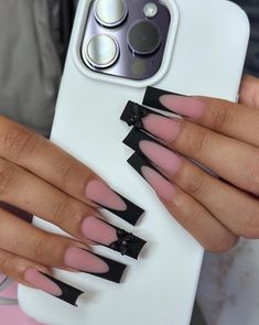 Nagel Tips, Manicure Diy, Girly Acrylic Nails, Nails For Women, Black French, Coffin Nails Long, Unique Acrylic Nails, Pink Acrylic Nails, Girls Nails