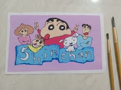 a drawing of cartoon characters with the word shirchn