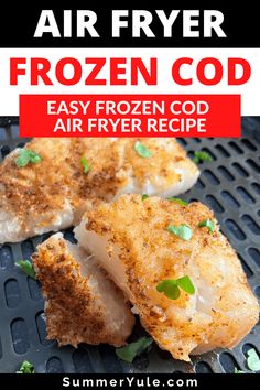 air fryer frozen chicken on the grill with text overlay