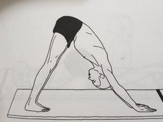 a drawing of a person doing yoga on a mat