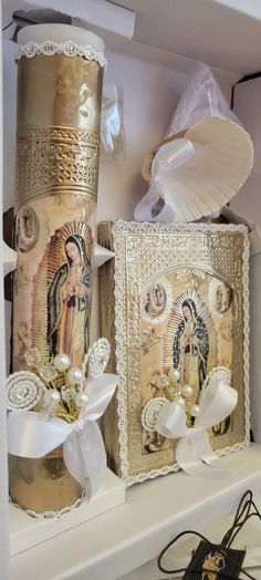 Beautiful and Elegant Baptism Cross Set -7.5" Candle -Natural Shell -White Handkerchief -Plastic Rosary - Scapular -Prayer Book -holy water bottle Hand Made, Ribbon and Crystal decoration If you have any questions, please contact me Heaven Party Theme, Heaven Party, White Handkerchief, Holy Water Bottle, Ceremony Candles, Baptism Candle, Ritual Candles, Holy Water, Prayer Book