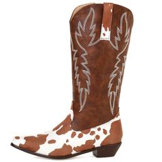 Are you ready to take your style up a notch? With the South Cow Western Boots, you can do just that! These ethical leather boots are made of vegan PU Leather and are the perfect addition to any boho outfit. Specs: Material: PU Leather Fits true to size Bohemian Snip Toe Boots For Rodeo, Trendy Winter Ranch Boots, Trendy Ranch Winter Boots, Bohemian Mid-calf Boots With Round Toe For Fall, Bohemian Boots With Snip Toe For Ranch, Western Style Round Toe Heeled Boots In Faux Leather, Western Wide Calf Faux Leather Boots, Western Knee-high Faux Leather Boots, Bohemian Snip Toe Boots For Ranch