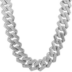 Silver Iced Out Cuban Link Necklace, Silver Cuban Link Chain Necklace Iced Out, Silver Rhinestone Cuban Link Necklace, Iced Out Crystal Cuban Link Necklace, Silver Diamond-cut Cuban Link Necklace, 90s Costume, Diamond Chains, Hip Hop Chains, Apparel Design Inspiration