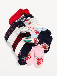 includes 12 pairs of ankle socks rib knit openings comfortable stretch notched toe seams online exclusive one size  . Best Holiday gift for Women , perfect Socks for Christmas! Ankle Socks Women, Pajamas Gift, Family Maternity, Family Pajamas, Old Navy Women, Ankle Socks, Holiday Fun, Toddler Boys, Rib Knit