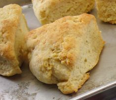 some type of bread that is on a pan