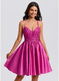 JJ's House Sequins Satin V-Neck Fall Spring Summer Ball-Gown/Princess Plus General Crossed Straps Beautiful Back Corset Coquette Fuchsia Height:5.8ft（176cm） Bust:32in（82cm）Waist:24in（61cm）Hips:35in（89cm） No Short Pink Sleeveless Homecoming Dress. #JJ's House #Sequins #Satin #VNeck #Fall #Spring #Summer #BallGownPrincess #Plus #General #CrossedStraps #BeautifulBack #Corset #Coquette #Fuchsia #No #Short #Pink #Sleeveless #HomecomingDress Summer Ball, Short Satin, Gown Princess, Satin Homecoming Dress, Ball Gowns Princess, Dress With Sequins, Dresses 2024, Hoco Dresses, Homecoming Dress