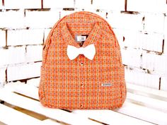 Orange backpack comfortable backpack backpack with by YouNeedEco Orange Backpack, Upcycled Shirt, Backpack Fabric, Fabric Backpack, Upcycled Projects, Orange Backpacks, Upcycle Shirt