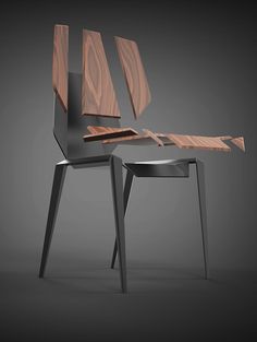 a chair that is made out of wood and has been designed to look like an arrow