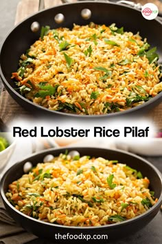 red lobster rice pilaf in a skillet