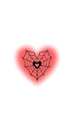 a red heart with a spider web on it's side and the word love in the middle