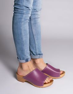 The clogs are availble in purple, yellow, turquiose (as on the piuctures) and black, deep brown, red, sand/light beige, white. Our handmade wooden clogs are made in a traditional European shoemaker workshop. ~made of finest european poplar wood and natural leather ~anatomicall footbed with arch support ~adjustable fasten on the ankle ~wooden sole covered with a thin rubber Our beautiful clogs are: ~perfect for every woman ~stylish and useful for casual wear ~perfect solution for looking both cut Summer Women Shoes, Clogs Women, Clogs Outfit, High Heel Clogs, Moccasins Women, Swedish Clogs, Wooden Sandals, Handmade Leather Shoes, Wooden Clogs