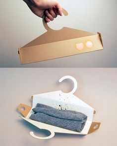 two pictures one is open and the other has folded clothes in a cardboard box with light coming from it