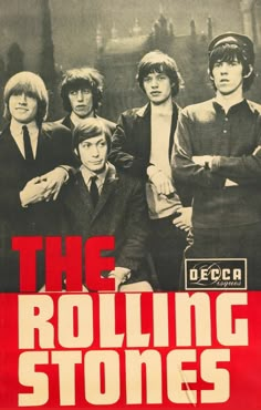 the rolling stones concert poster, with an image of four men in suits and ties