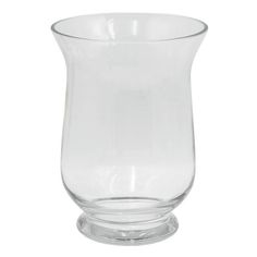 a clear glass vase on a white background