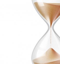 an hourglass with sand running through the top and bottom, on a white background