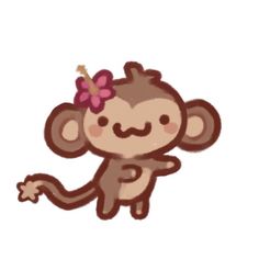 a cartoon monkey with a pink bow on its head