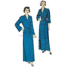 "Lady's robe with convertible collar or V-neck with shawl collar; Long sleeves with lover edges under-faced and turned back to form cuffs or  ¾\" sleeves with cuffs; Removable belt. Offered here as: Paper Pattern or the Original pattern. This pattern is also available as a  PDF download: https://www.etsy.com/uk/listing/922219843/pdf-reproduction-vintage-1930s-sewing?click_key=ae88483a584326c39ea1f4002e0e3f38608ef371%3A922219843&click_sum=135d3858&ga_search_query=552&ref=shop_items_search_1 Skill Vintage Long Robe For Daywear, Long Vintage Robe For Daywear, Vintage Long Fitted Robe, Fitted Long Robe For Daywear, Fitted Vintage Robe For Daywear, Vintage Long Sleeve Robe For Daywear, Dressing Gown Pattern, Convertible Collar, Gown Pattern