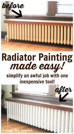 a radiator painting made easy with the words, before and after it is painted