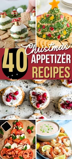 christmas recipe photo collage Appetizer Recipes For Two, Christmas Party Easy Appetizers, Cute Holiday Appetizers, Holiday Party Recipes Christmas, Easy Healthy Christmas Appetizers, Savory Christmas Party Food, Healthy Christmas Appetizers Party, Pretty Christmas Appetizers, Winter Themed Appetizers