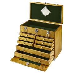 a large wooden chest with many drawers