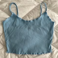 Shein Light Blue Ribbed Crop Top With Spaghetti Straps. Size: Medium. New: Never Worn Before Without Tags Blue Seamless Crop Top With Spaghetti Straps, Blue Seamless Spaghetti Strap Crop Top, Seamless Blue Spaghetti Strap Crop Top, Trendy Blue Spaghetti Strap Crop Top, Blue Cropped Camisole For Spring, Blue Seamless Camisole For Spring, Trendy Blue Cami Tank Top, Light Blue Sleeveless Seamless Crop Top, Light Blue Seamless Sleeveless Crop Top