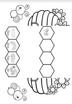 the letter c is for honey with bees and flowers on it, as well as four hexagonals