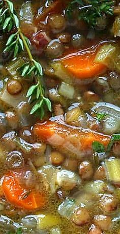 a stew with carrots, beans and herbs