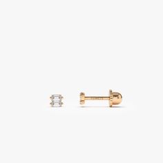 14k Double Baguette Diamond Helix Piercing 14K Rose Gold Ferkos Fine Jewelry Gold Tragus Jewelry, Single Piercing, Piercing Tragus, Tragus Piercing, Gold Armband, Solitaire Necklaces, Tragus Piercings, Favorites List, Helix Piercing