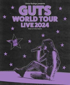 the poster for guts world tour live in 1994, with an image of a woman sitting on