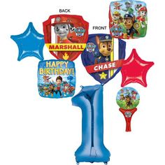 paw patrol 1st birthday balloon bouquet