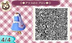 the animal crossing character is wearing a dress and standing in front of a qr code