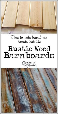 the words rustic wood barn boards are shown