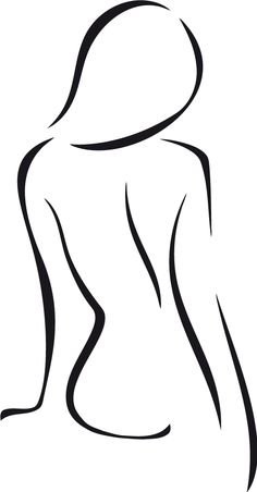 a black and white drawing of a woman's body