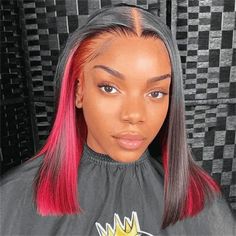 Go bold and beautiful with this Peekaboo Bob Wig Highlights Red Colored Hair 4x4 13x4 HD Lace Frontal Human Hair Wig. Featuring a classic peekaboo bob cut, this wig also includes a 13x4 HD lace frontal and 4x4 lace closure, making it the perfect choice for a wig that looks ultra-natural and provides excellent coverage. The lace closure allows for styling versatility while the red coloring is sure to turn heads. Hair Material:Virgin Human Hair Wigs, 10A Grade Lace Front Wig, No Really Shedding, N Lace Frontal Bob, Peekaboo Highlights, Bob Lace Front Wigs, Professional Hairstylist, Unique Fabric, Body Wave Wig, Short Bob Wigs, Lace Closure Wig, Lace Hair