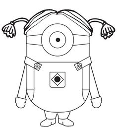 a black and white drawing of a minion with two hands on his hipss