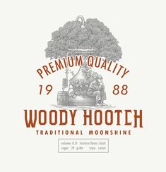 the logo for woody hooth, a traditional moonhinee brand that has been