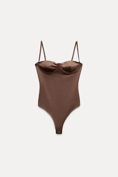 SATIN EFFECT CAMISOLE BODYSUIT - Light brown | ZARA United States Lingerie Satin, Zara Bodysuit, Joggers Shoes, Satin Camisole, Waistcoat Dress, Cardigan Sweater Vest, Cardigan Sweater Dress, Blazer And Shorts, Tshirt Skirt