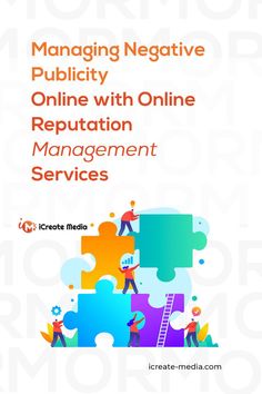 the cover of managing negative publicity online with online reputation management services, including puzzle pieces